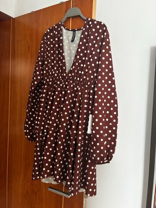Vestido lunares marrón y blanco Glowrias SIN USAR