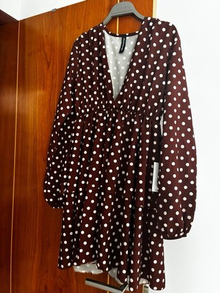 Vestido lunares marrón y blanco Glowrias SIN USAR