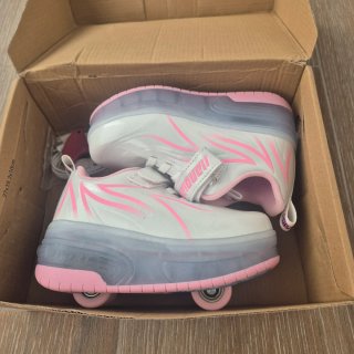Zapatilla-Patín Niña Rosa y Gris