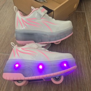 Zapatilla-Patín Niña Rosa y Gris