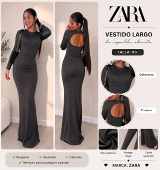 Vestido largo Zara verde talla XS