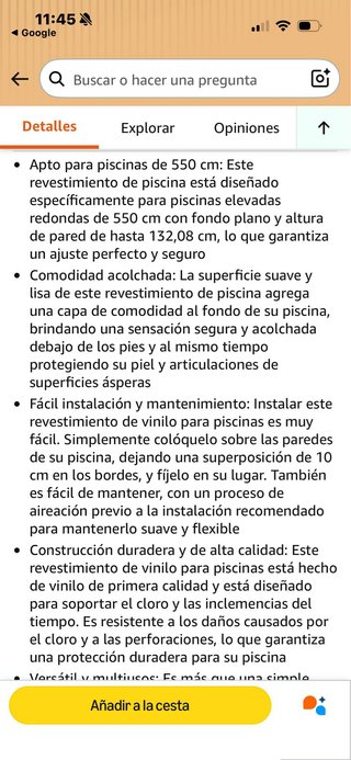 VEVOR Revestimiento Piscina Redonda 550x132