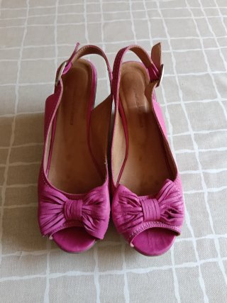 Sandali donna fucsia con fiocco n.38 stile anni 50