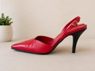 Décolleté slingback rosse in pelle