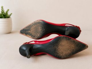 Décolleté slingback rosse in pelle