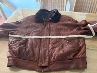 Cazadora Piel Vintage Marrón Talla 54