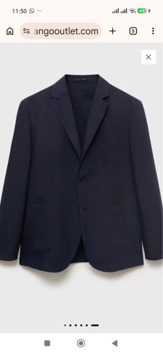 Americana Mango Slim Fit Lino Azul Marino 52