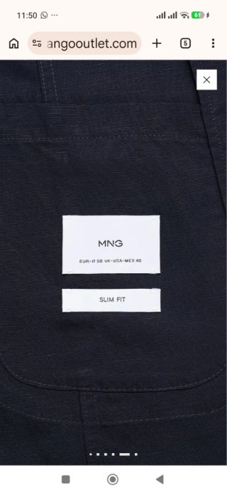 Americana Mango Slim Fit Lino Azul Marino 52