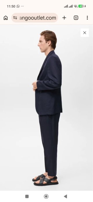 Americana Mango Slim Fit Lino Azul Marino 52