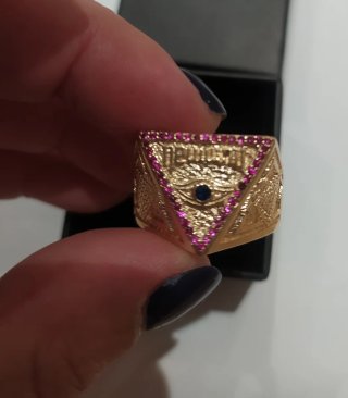 Anillo Iluminati Bañado Oro 14K Talla 10