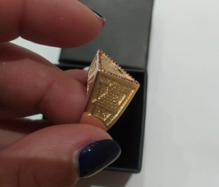 Anillo Iluminati Bañado Oro 14K Talla 10