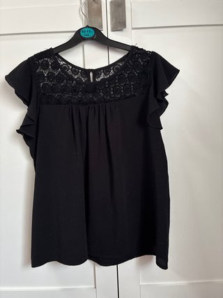 Blusa negra encaje verano talla M