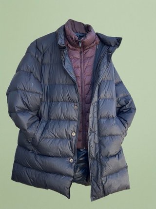 Anorak largo con chaleco marrón