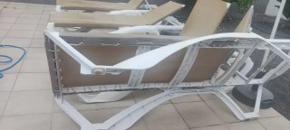 6 Hamacas de piscina beige y blancas