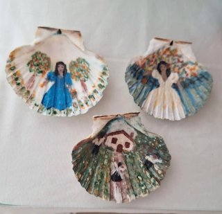 Set 3 Conchas Mar Pintadas Mano