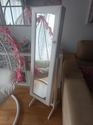 Espejo joyero blanco y rosa