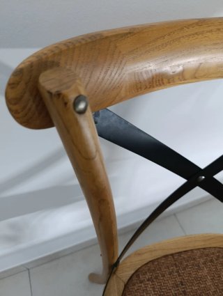 Silla madera con asiento de ratán con base madera