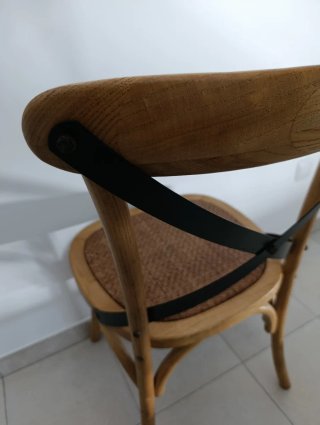Silla madera con asiento de ratán con base madera