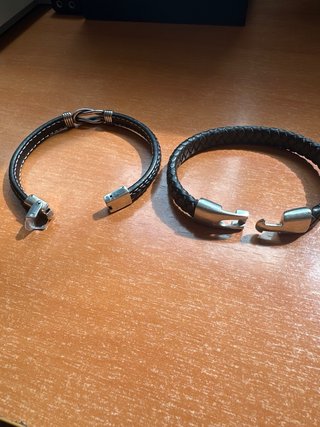 Pulseras de Cuero Trenzado con Cierre Metálico