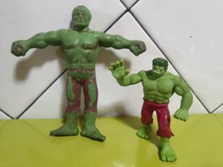 Lote blister y figuras goma pvc Hulk años 80