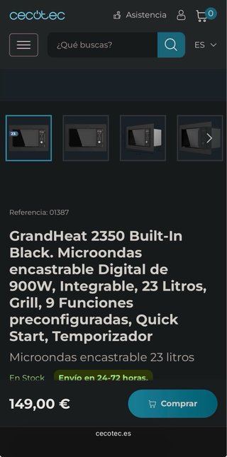 Microondas Cecotec Grandheat 2350 Encastrable