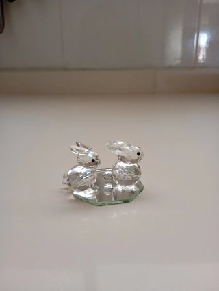 Coppia di conigli in cristallo Swarovski
