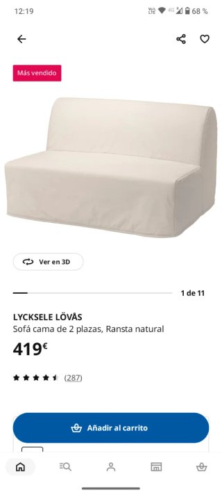 Sofá Cama 2 Plazas Lycksele Lövas Ikea. URGE