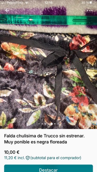 Falda Trucco negra floreada terciopelo