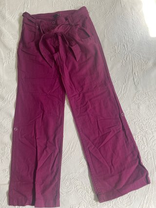 Pantalón H&M mujer berenjena con cinturón