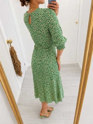 Vestido midi verde estampado floral talla M