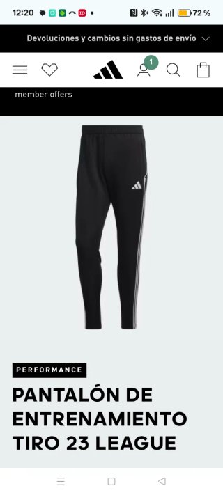 Pantalón chándal Adidas Negro Talla M