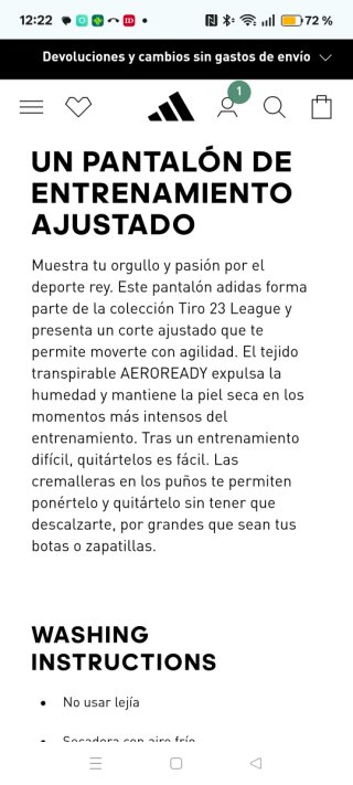 Pantalón chándal Adidas Negro Talla M