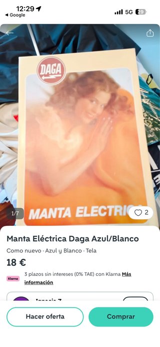 Manta Eléctrica Daga Azul/Blanco