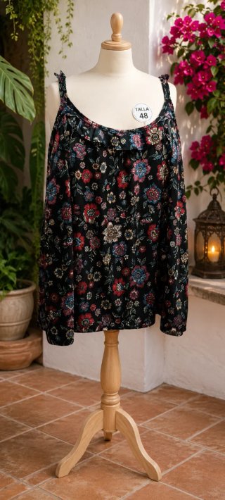 Blusa tirantes fantasía talla 48 volante