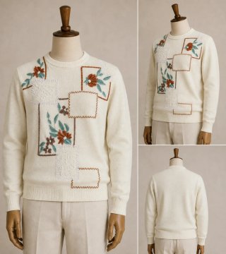Jersey vintage de punto bordado flores T M/L