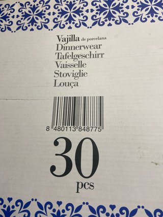Vajilla porcelana 6 servicios azul y blanco