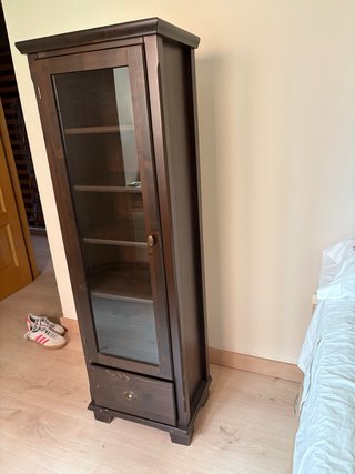 Vitrina de madera con puerta de cristal