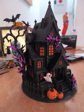 Casa Halloween Negra y Naranja,Pieza XXL 28x22cm