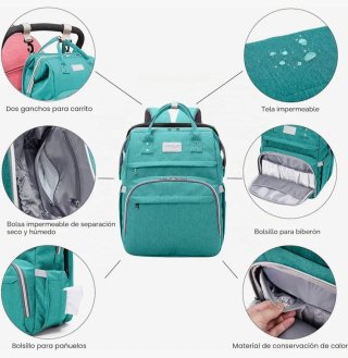 Bolso cambiador bebé convertible en cuna