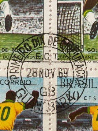 Lote 4 Sellos Brasil Pelé 1969