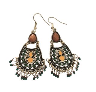Pendientes Boho Bronce Candelabro Esmaltado