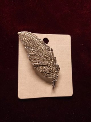 Broche Pluma Brillante Plata