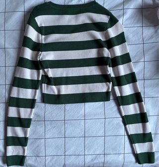 Jersey Zara rayas verde y beige Talla S