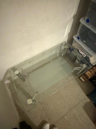 Mesa de centro cristal y metal