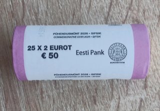 Rollo 2 euros Estonia 2026 Sipsik visto a 2 caras.