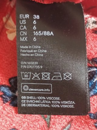 Blusa floral roja manga larga mujer talla 38