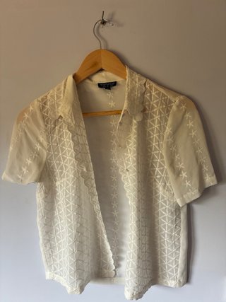 Topshop Camisa Blanca Transparente Manga Corta