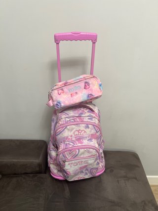 Mochila+ Estuche Totto Rosa con Estampado Infantil