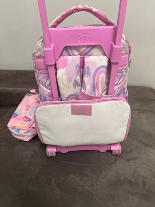 Mochila+ Estuche Totto Rosa con Estampado Infantil