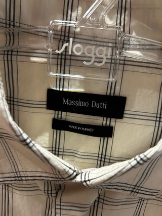 Camisa Massimo Dutti Nueva Beige Cuadros